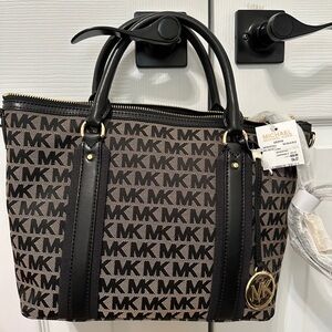 Michael Kors Griffin Black and Beige Satchel Bag